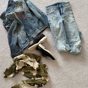 G-Star set:  Light Blue Denim Jeans, jacket, shoes and scarf